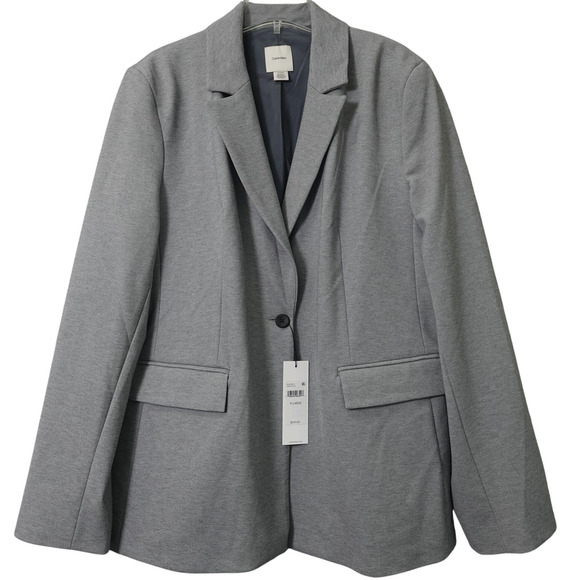 Calvin Klein Ponte Blazer Medium Gray Melange- 2XL - Picture 1 of 11
